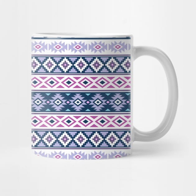 Aztec Stylized Pattern Pinks Purples Blues White by NataliePaskell